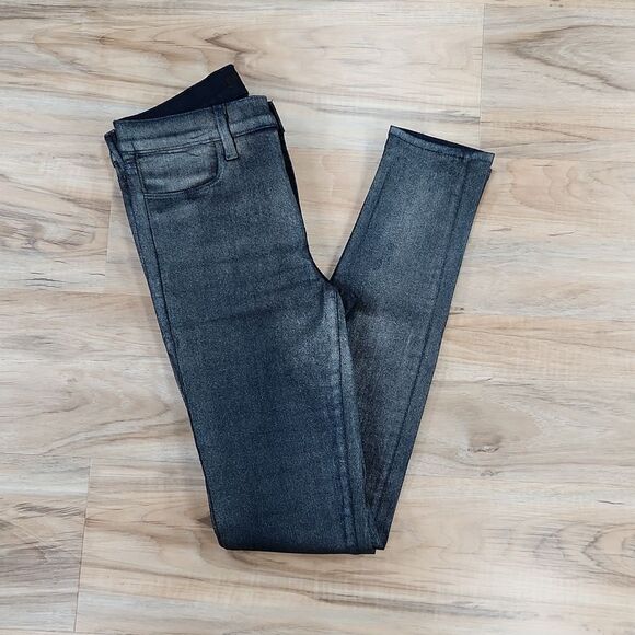 ☔️🔸️J Brand Bronze Metallic "Gold Dust" Stretch Super Skinny Jeans Size 6 - Picture 2 of 12